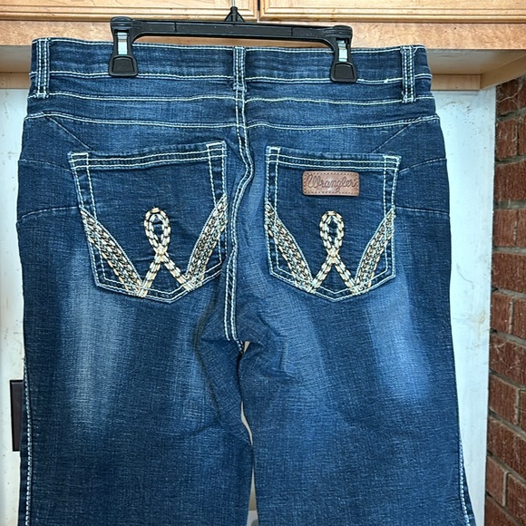 Wrangler Q-Baby No Gap Waistband Denim Dark Blue Jeans Embroidered Pockets 9/10 - Picture 9 of 16